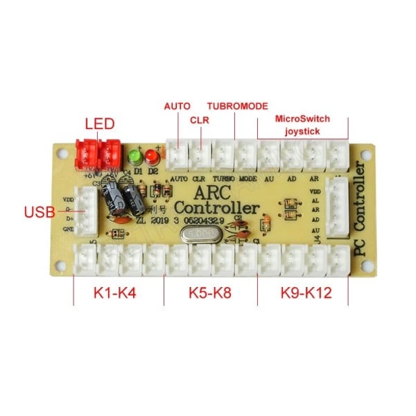 2 Player Zero Delay Kit Mando Arcade Usb Encoder PC Rasberry