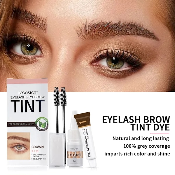 Øyenvippe & Øyenbryn Farge Tint Kit Vannfast 15 Min Rask Farge Brow Enhance Brow Farge Vippe Langvarig Permanent Sminke Verktøy