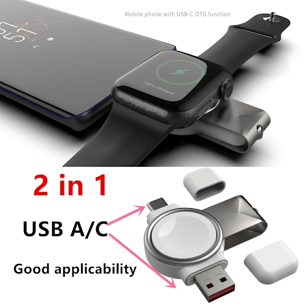 USB C Bärbar Trådlös Laddare för IWatch 8 7 6 SE 5 4 Laddning Dock station USB kabel för Apple Watch Series 7 6 5  4 3 Typ C