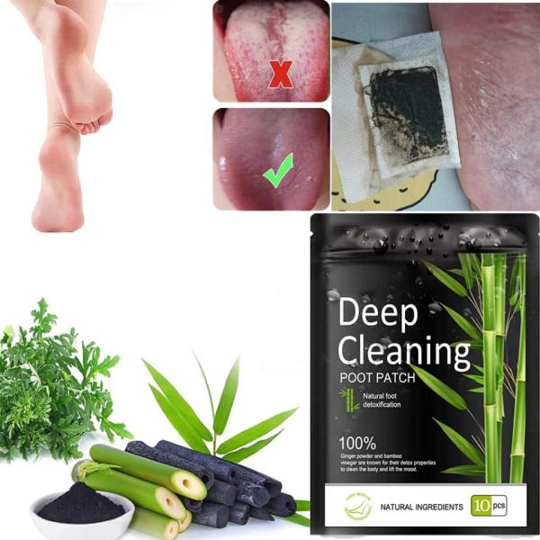 Detox fot plaster pads naturlig urte stress avlastning føtter kropp toksiner avrusning rens pute