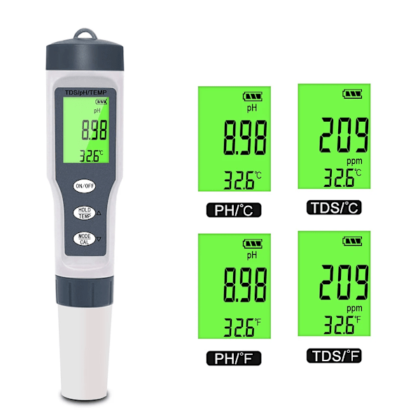 3 IN 1 PH Meter Vatten Kvalitet Tester PH/TDS/TEMP Digital LCD EZ 9901 Monitor Tester För Pooler  Dricksvatten Akvarier