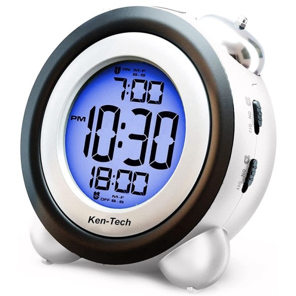 Digital Alarm Klocka Tid Datum Display Tvilling Klocka Mycket Högt för Tunga Sovare Dubbelt Alarm