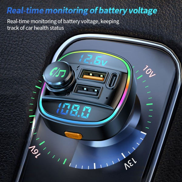 Bluetooth 5.0 FM lähetin handsfree auto radio modulaattori MP3 soitin 22,5W USB Super pikalataus sovitin