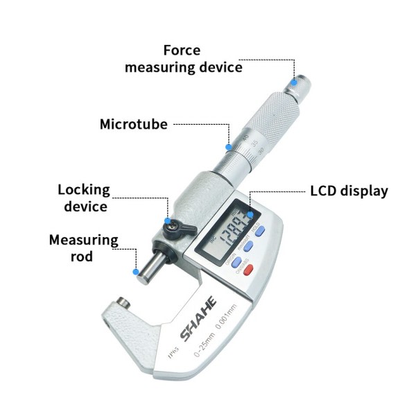 0-25 mm mikron digital utsida mikrometer elektronisk mikrometer mätare 0,001 mm Digital mätare Mätningsverktyg