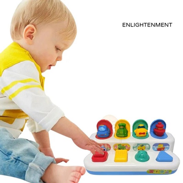 Baby Pop Up Toy Montesorri Fine Motor Skill Träning Tryck Dra Klicka Djur Bil Knapp Utbildnings leksaker