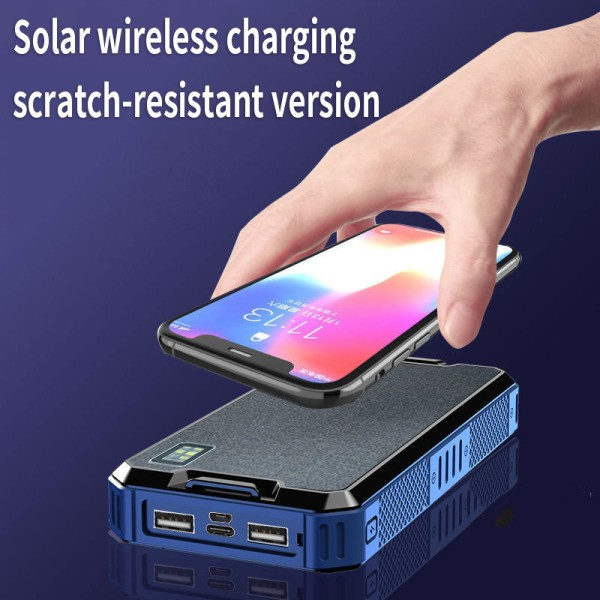 80000mAh Solar Trådlös Strömbank Hög Kapacitet Bärbar Externt Batteri med LED Ficklampa