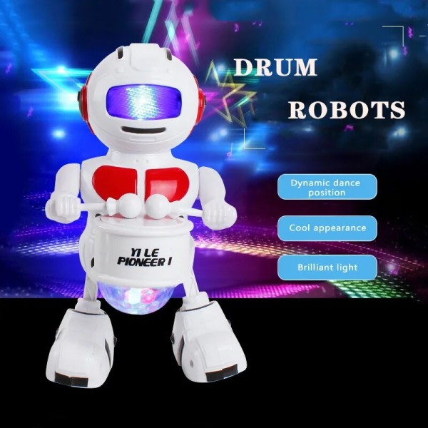 Älykäs sähkö tanssi rumpu robotti lapset's vilkkuva led valo musiikki lelu
