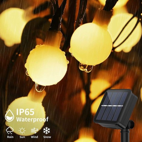 Camping Solar String Lights Utomhus 200 Led Crystal Globe Lights