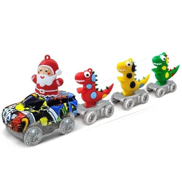 Jul Dinosaur Legetøj Create A Dinosaur World Road Race-Flexible Track Santa Claus Bil