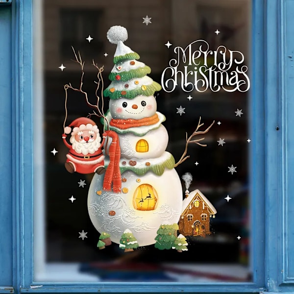Tegneserie Glædelig Jul Vindue Klistermærker Julemand Jul Træ Enhjørning Glas Decal Jule pynt