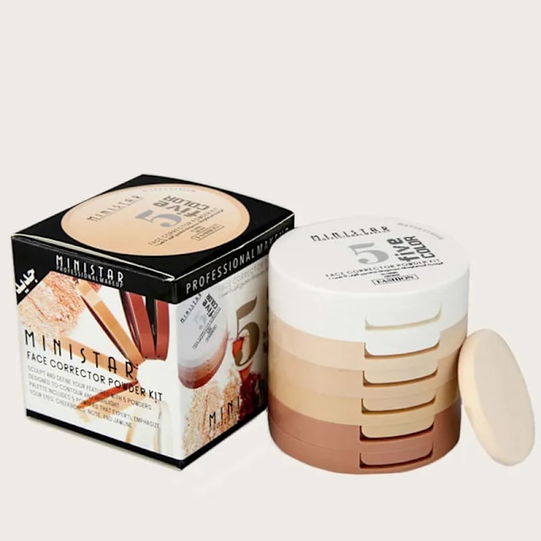 5 In 1 Face Pressed Powder Contour Shading Concealer Foundation Palett