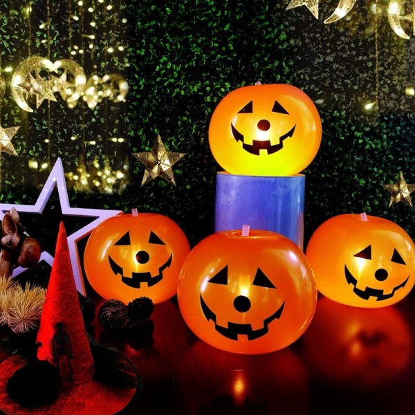 5 stk led lys ballong latex gresskar ballonger halloween fest dekorasjoner
