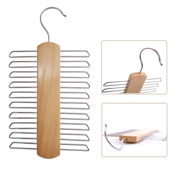 Slips Bøjle Holder Rack Silke Tørklæde Bælte Arrangør Skab Træ Opbevaring Hænge Rack Opbevaring Holder