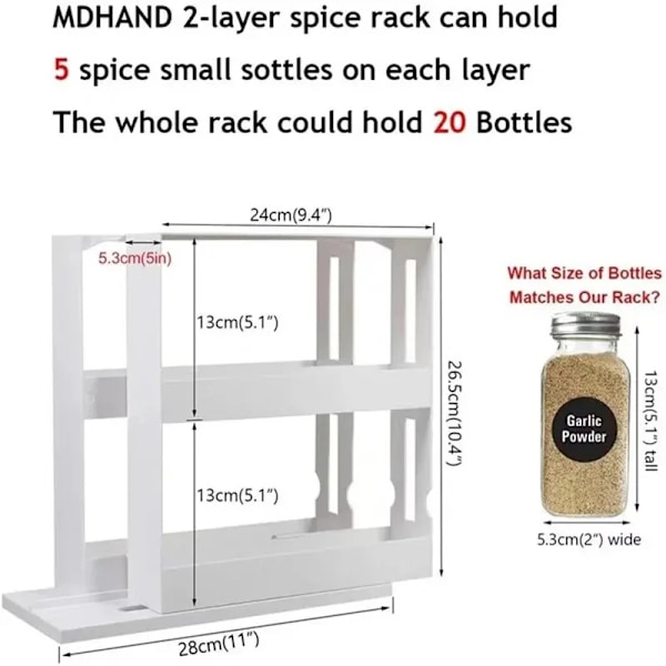 Multifunktion 2 nivå Rotera Krydda Förvaring Rack Kryddning Swivel Lager Arrangör Hylla