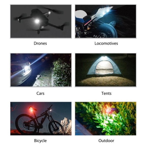Vattentät LED Anti-kollision Varning Ljus Laddningsbar Motorcykel Blinkande Baklykta för Cykel Flygplan Drone Strobe Ljus