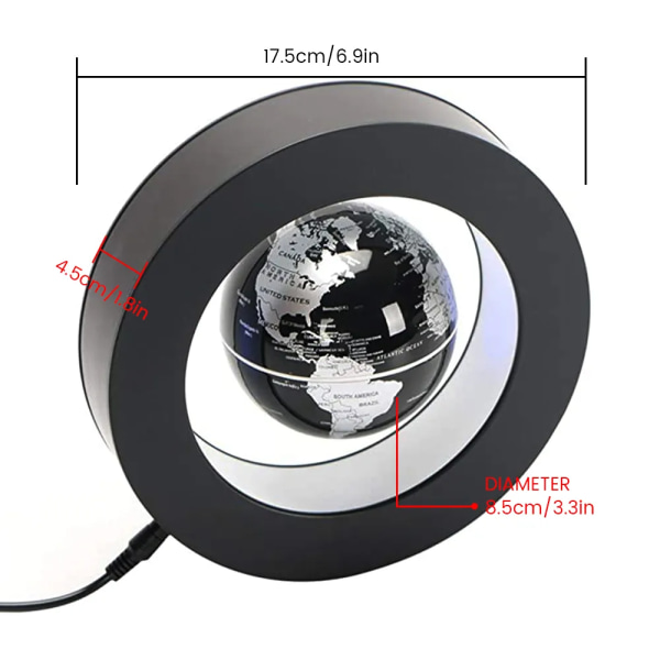 Magnetisk Levitation Globe LED Världskarta Roterande Globe Ljus Sängbord Ljus