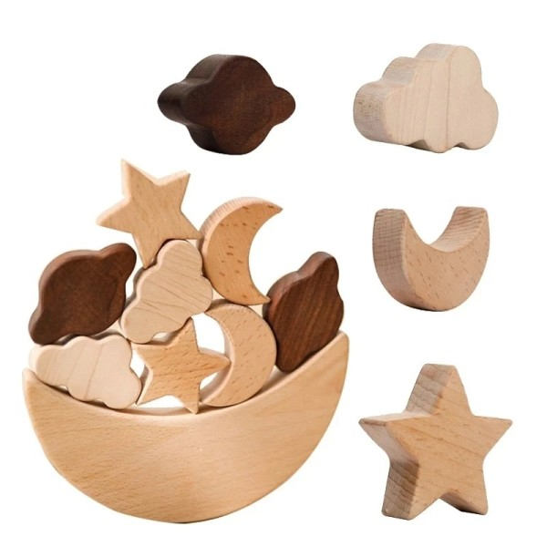 Montessori Puiset lelut vauvoille tähdet Kuu Balance Blocks lauta pelit opetuslelut