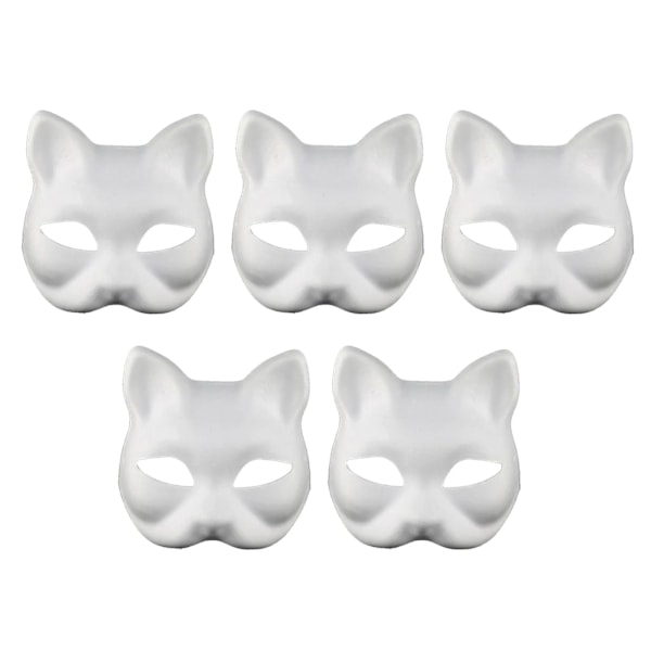 5 bitar Förpackningar Masquerade Mask Halloween Fest Mask DIY Rävar Mask Handmålad Anime Katt Mask