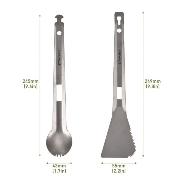 Titanium Multi Tong Spork Skovel Spatula Alt-i-én Utensil Bærbar Camping Madlavning Servise