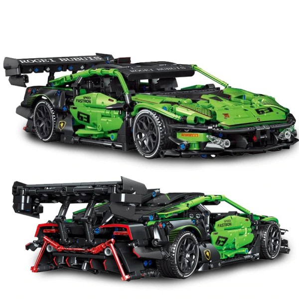 Teknisk Grön Super Speed Lamborghinis Sport Bil Modell Byggnad Klossar Kända Fordon