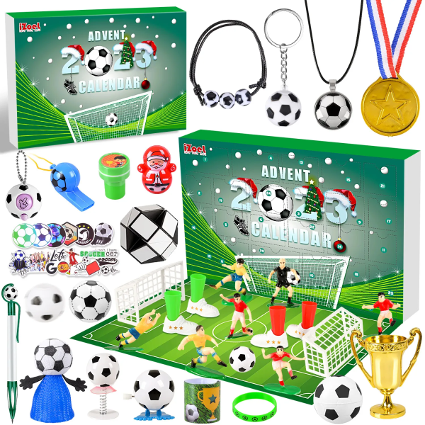 Fodbold advent kalender drenge piger 2023 24 fodbold gaver med fodbold medalje fløjte 24 jul