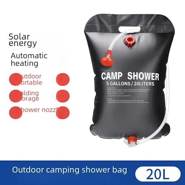 Bärbar Utomhus Camping Bad Väska Självkörande Fallbar Sol Energi Varm Vatten Väska Färsk Vatten Förvaring Bad Dusch