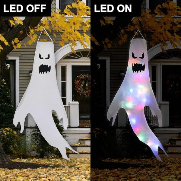 Iso koko LED Halloween ulkona valo akku virta luuranko haamu kauhu grimace hehkuva juhla rekvisiitta