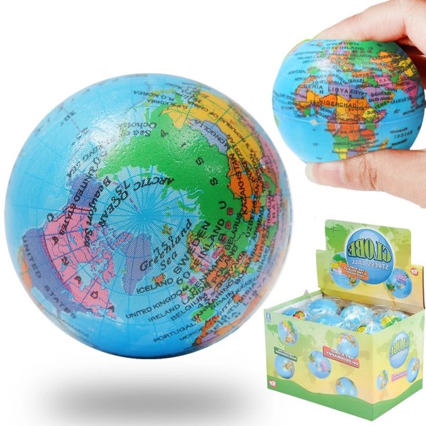 12 stykker Jorden Squeeze Balls Mykt Skum Globe Stress Relief Squeeze Leker