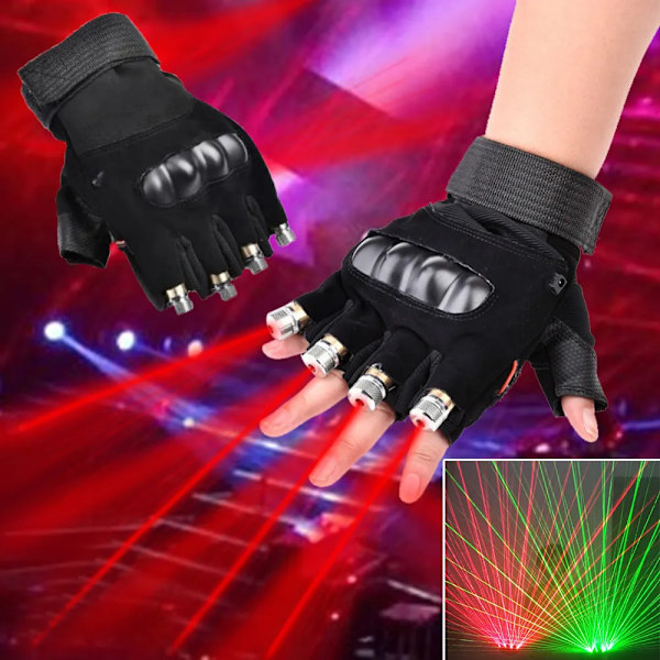 Laddningsbar driven Laser Lampa Scen Ljus Dans Scen DJ Party Shows LED Lysande Handskar