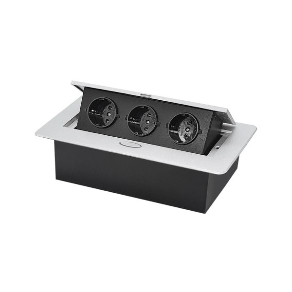 Alt Aluminium Panel EU Standard Skjult Type Bord Socket 3 Way Elektrisk Uttak Modular