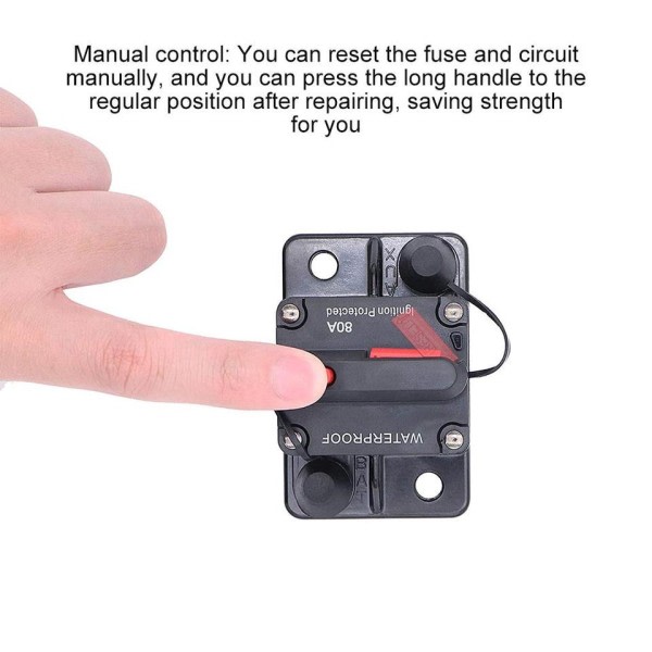 50A  Circuit Breaker Sikring Nulstil 12-48V DC Bil Båd Auto Vandtæt
