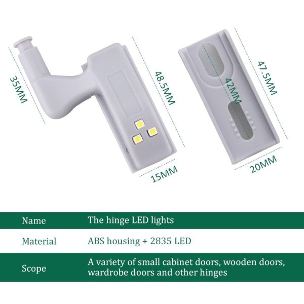 4 Stykk Universal LED Inner Hengsel Lampe skap Induksjon Lys Garderobe Skap Sensor Lys