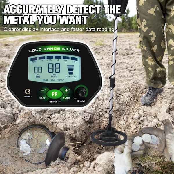 Professionell Metal Detektor Underground Guld Detektor Hög Precision Metal Finder Vattentät Search Coil Seeker Treasure
