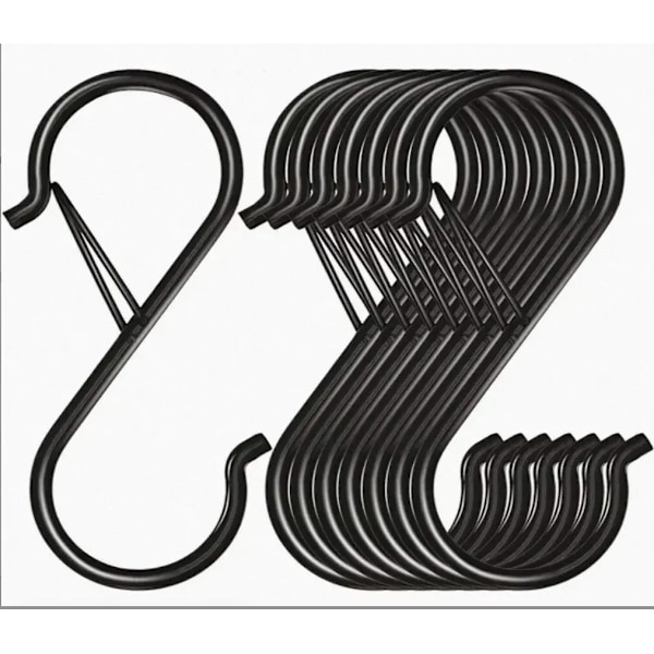 10 stykker 3x9cm metall S formet krok med med sikkerhet spenne