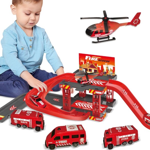 Børn's bane parkeringsplads legetøj ettagers bil parkering bygning brand  politi teknik dinosaur bil legetøj d2e0 | Fyndiq