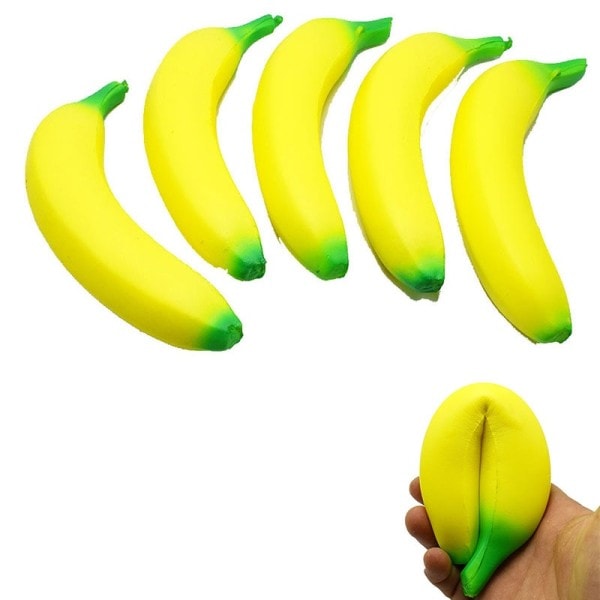 Antistress Squishy Banan Leksaker Långsamt stigande Squishy Fruit Squeeze Toy Rolig Stress Reliever