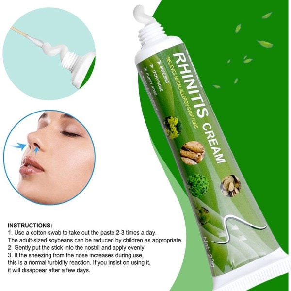 Næse Næse creme Sinusitis Behandling Salve Allergisk Kløende Næser Nysen Stop