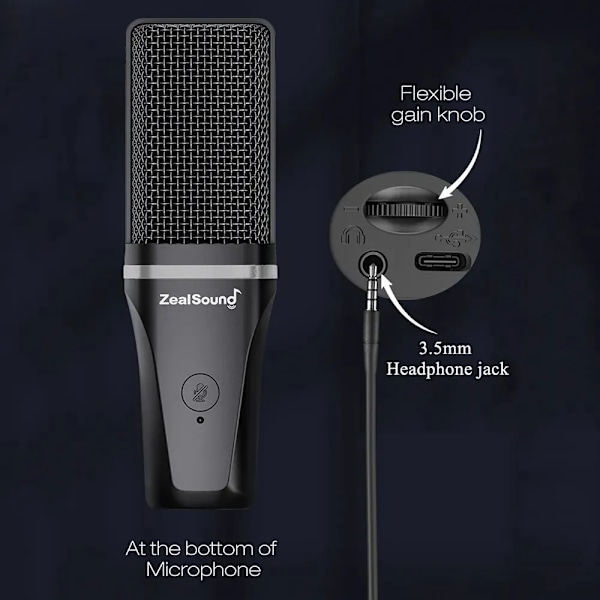 Collection Zealsound RGB Inspelning Mikrofon Med Artikulerad Arm/USB Kondensator Mic med Stativ För spel