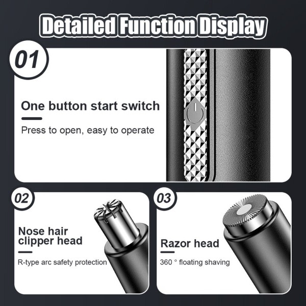 Elektrisk nese hårklipper oppladbar multi kinetisk barbering to-i-ett unisex barbering nese trimmer