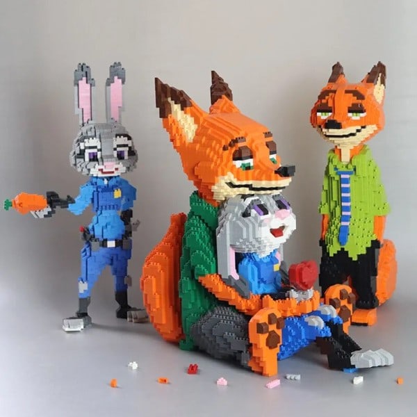 Anime Judy Nick Micro Building Blocks Tecknad film Zootropolis Diamond Bircks Modell Räv Kanin Leksaker