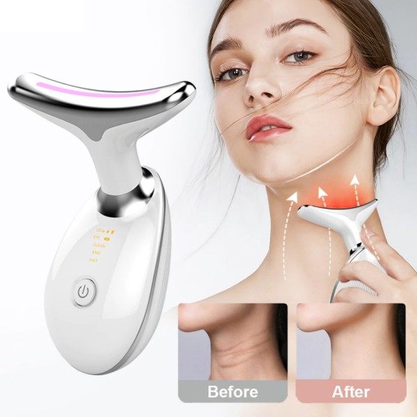 Hals Ansikte Skönhet Enhet EMS Hals Ansiktslyft Massager Skin Tighten Enhet