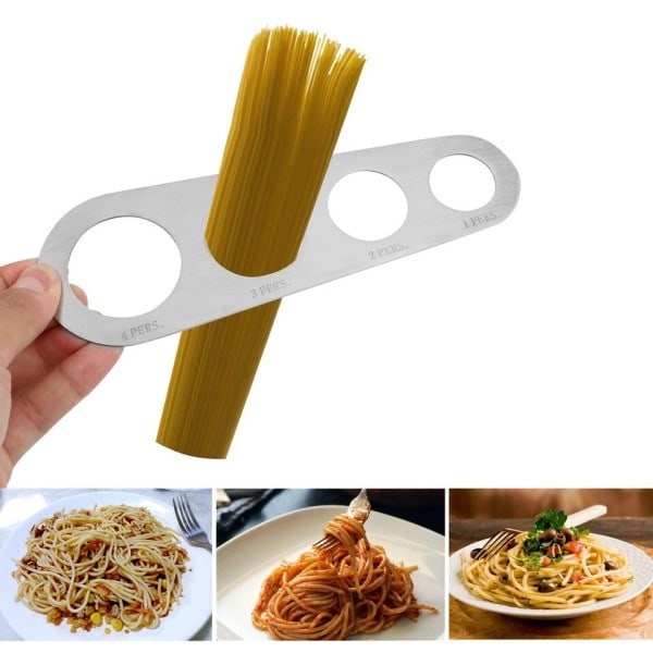1 stk køkken rustfrit stål pasta nudel mål  køkken tilbehør 4 huller spaghetti måler værktøj