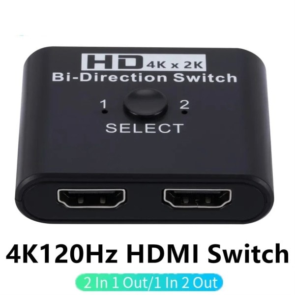 Professionell 4K x 2K HDMI Switch Bi-Direction 2 Portar HDMI Splitter Switch för laptop PC Xbox PS3/4 TV Box to Monitor