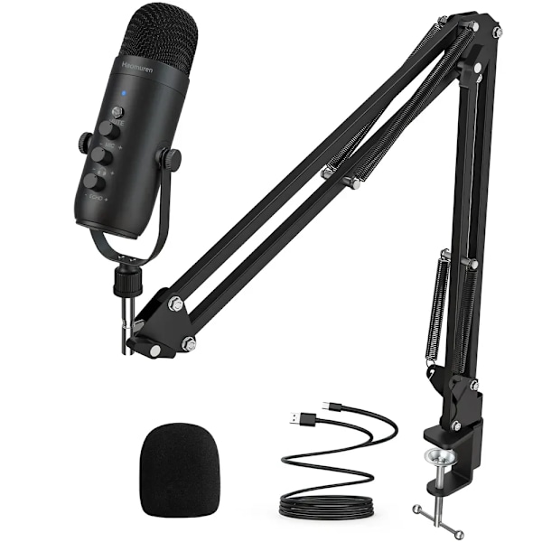 Professionell USB Streaming Podcast PC Mikrofon Studio Kardioid Kondensator Mic Kit med Bom Arm För Inspelning Twitch YouTube