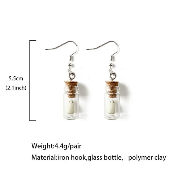 Ghost in Bottle Øreringe Glow in the Dark Ghost Dangle Øreringe Luminous Halloween Smykker