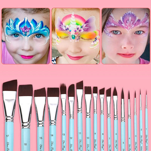 17 bitar ansikte kropp färg penslar konstnär akvarell målning makeup pensel
