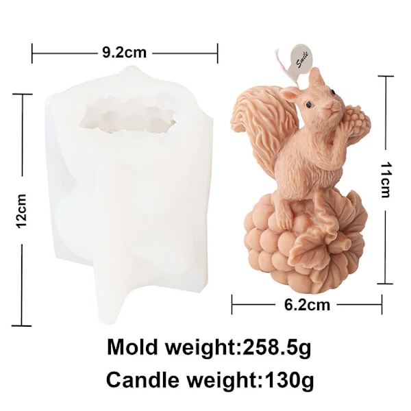 Søt ekorn kongle stearinlys mugg leker ekorn statue håndverk gips stearinlys fremstilling harpiks form