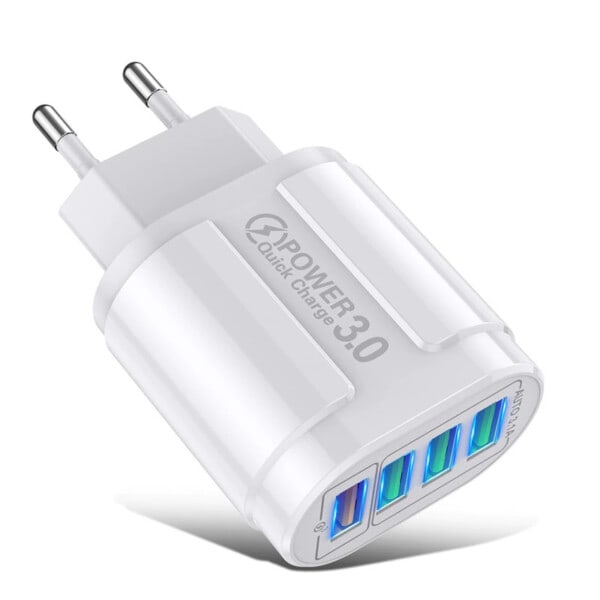 Rask Lading QC 3.0 Vegglading For iPhone 12 11 Samsung Xiaomi Mobil 4 Porter EU US Plug Adapter Travel