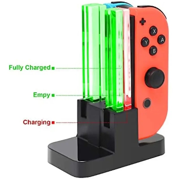 Strömbrytare 4 Styrare Laddare LED Indikator Laddning Dock Station för Nitendo Switch