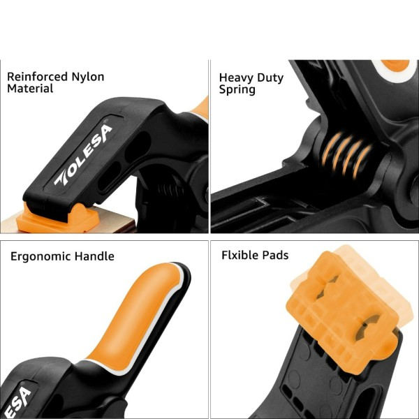 Fjäder klämmor för Träbearbetning Kraftfull Force 4PCS Nylon klämma